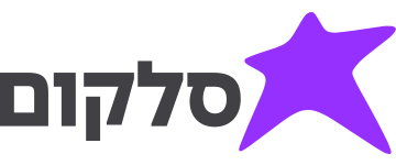 Hebrew brand logo featuring a bold dark word on the left and a purple star on the right.